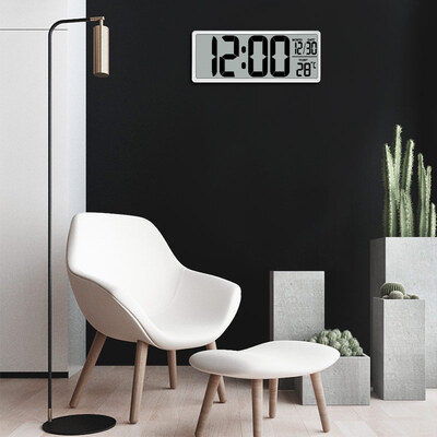 

TXL Alarm Clock Creative Lazy Living Room Wall Clock Perpetual Calendar Calm Large Alarm Clock Wisdom Plus Silver