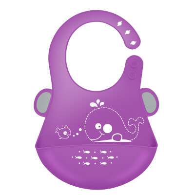 

MillyMally baby eating bib food rice waterproof baby child kid silicone bib feeding clothes pocket whale noble purple