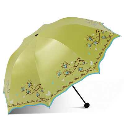 

Heaven umbrella umbrella folding WMLX6 silk velvet black plastic sunshade umbrella light portable princess umbrella