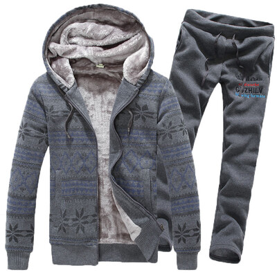 

Zogaa Autumn And Winter Men's Suit Christmas Snowflake Add Wool Thick Couple