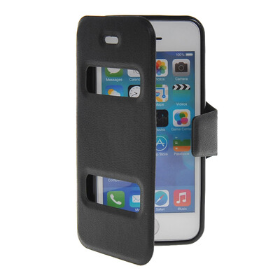 

MOONCASE View Window Leather Side Flip Pouch Stand Shell Back Case Cover for Apple iPhone 5C Black