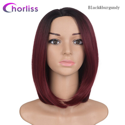 

Chorliss 10inches Black T Burgundy Ombre Synthetic Wigs High Temperature Fiber Bob Blonde Wig Short Straight Womens Wigs