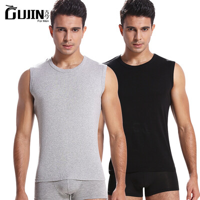 

Ancient&modern mens vest cotton mens summer thin sweatshirt Slim sports stretch vest bottoming shirt EGGSJ53 2 pieces - wide shoulder light gray black XL
