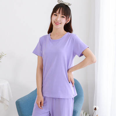 

Little nurse pajamas home clothes men&women summer wear short-sleeved home service ZST008 loose light purple  170100