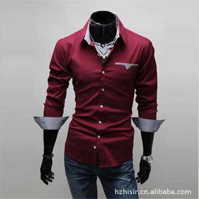 

2017 Autumn Male Clothes Slim Fit Men Long Sleeve Shirt Men Solid Casual Men Shirt Social Plus Size M-3XL