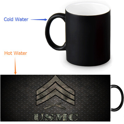 

USMC 350ml/12oz Heat Reveal Mug Color Change Coffee Cup Sensitive Morphing Mugs Magic Mug Milk Tea Cups