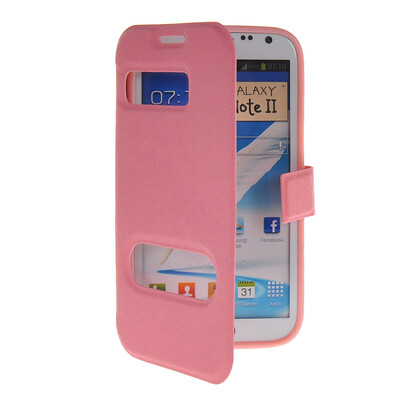 

MOONCASE View Window Leather Side Flip Pouch Hard board Shell Back чехол для Samsung Galaxy Note 2 N7100 Pink