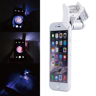 

9882W 60X Magnifying Universal Mobile Phone LED Microscope Magnifier with Clip