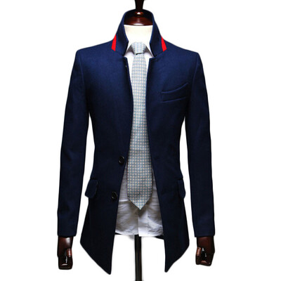 

Zogaa Autumn And Winter New Mens Wind Stand Collar Contrast Color Casual Wool