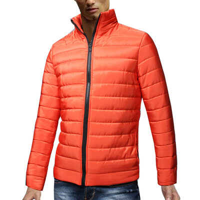 

Men Winter Duck Down Coat Parka Thick Cotton Padded Jacket Slim Stand Up Collar