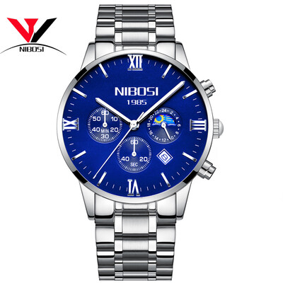 

NIBOSI Знаменитые брендовые часы Мужчины Кожаный ремешок Мода Роскошные полноцветные часы с кварцевым наручным часом Мужские часы Relogio Masculino Casual