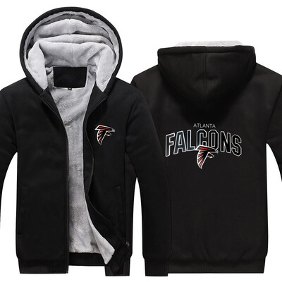 

2018 New USA SIZE Men Winter Autumn Hoodies FALCONS ATLANTA pattern Fleece Coat Baseball Uniform Sportswear Jacket wool