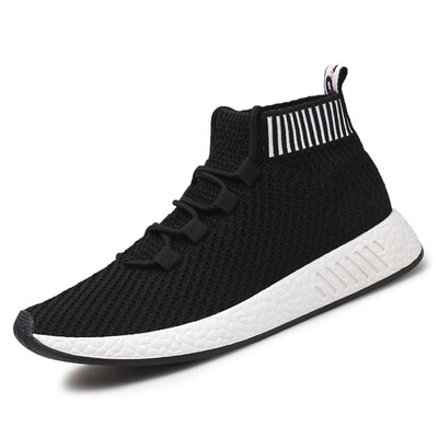 

2018 Medium Cut Sneakers for Men Fly Knit Upper Men Running Shoes Breathable Trainers Lightweight Male Sport Athletic Shoes