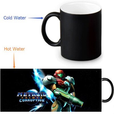 

Metroid 350ml / 12oz Heat Reveal Mug Color Change Чашка кофе Чувствительные морфинг-кружки Волшебная чашка для чайных чашек