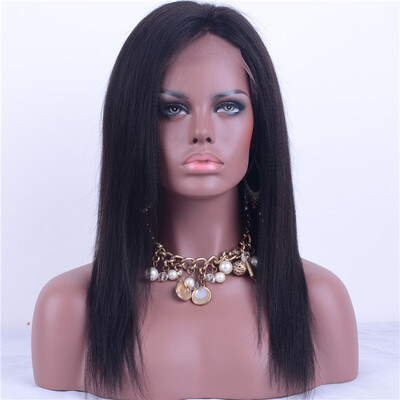 

Lace Front Human Hair Wigs Pre Plucked Hairline With Baby Hair 8-26 Yaki Straight Peruvian Remy Hair Wigs Cheap Hair