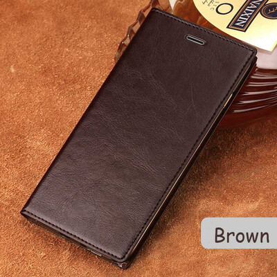 

Genuine Leather flip Case For Samsung S6 S7 S8 Plus Note 8 Oil Wax Leather Suction cup phone cover