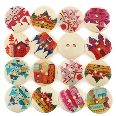 

mymei 1 Bag 100pcs Mixed Pattern Wooden Buttons Fit Sewing&Scrapbook 20mm