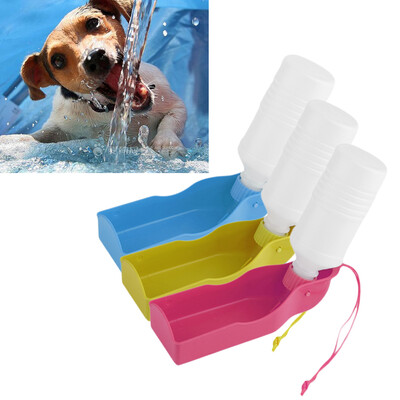 

Potable Pet Dog Cat Water Feeding Drink Bottle Dispenser Travel Bowl 300ML