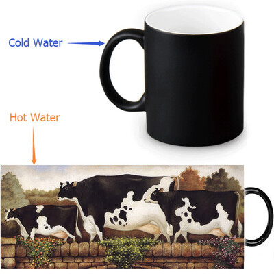 

Корова 350 мл / 12 унций Тепловыражение Кружка Изменение цвета Чашка кофе Чувствительные морфинговые кружки Волшебная чашка для чая из молока