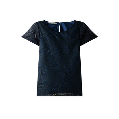 

Women Round Neck Short Sleeve Lace Slim Dress