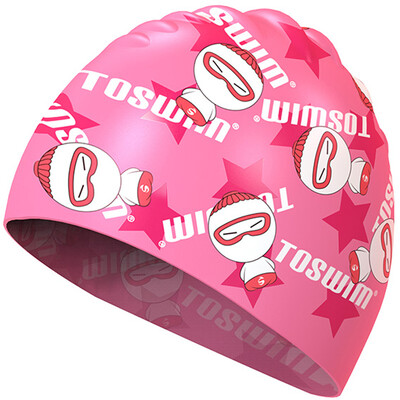 

Jingdong supermarket] Tuosheng (TOSWIM) men and women children swimming cap waterproof ear protection lovely silicone swimming cap comfortable not le head shallow pink
