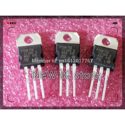 

Free shipping 50PCS/LOT P75NF75 P75N75 STP75NF75 STP75NF75FP 75V TO-220 Transistor