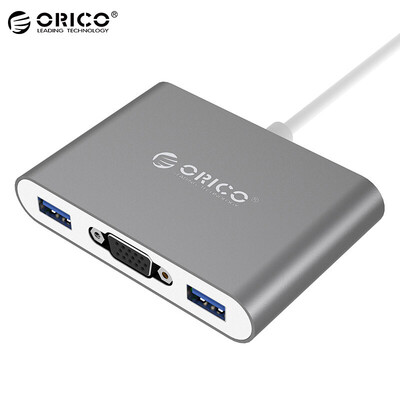 

ORICO RCV3A Type-c to VGA HD Converter 3-port USB30 USB-C Splitter HUB Hub Deep Space Gray