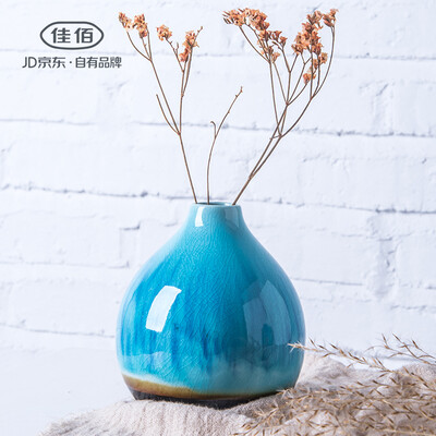 

Jiayi small fresh ceramic vase flower inserted modern minimalist flower living room table home decoration ornaments blue vase