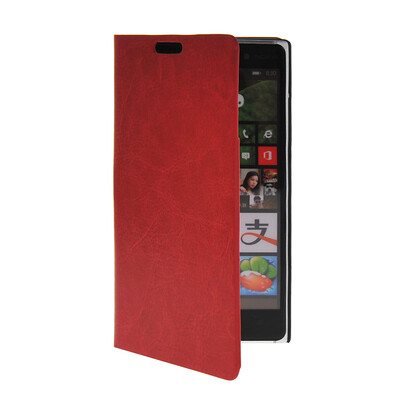 

MOONCASE Slim Leather Side Flip Wallet Card Slot Pouch Stand Shell Back Case Cover for Nokia Lumia 830 Red