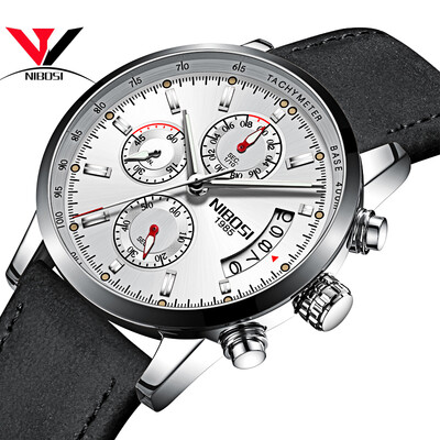 

кварцевые наручные часы Мужчины Топ бренда роскошные часы Мода Мужчины спортивные часы Кожаный ремешок хронограф из нержавеющей