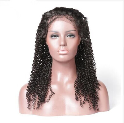 

T-top Hair Virgin Human Hair Lace Front Wig Kinky Curly High Quality Swiss Lace Natural Black Color Unprocessed Human Hair Wig Wit
