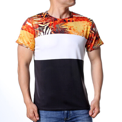 

Mens Fashion Summer Top Printed Slim Fit Short Sleeve Shirt
