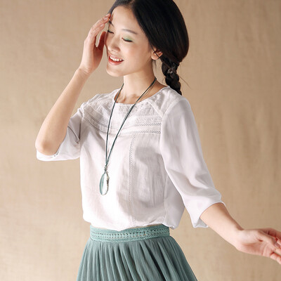 

Yemen Spring&Autumn Shirt Women&39s Shirt Chiffon Round Collar Shirt 8510110638 White