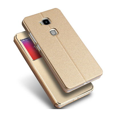 

MOONCASE слим bookstyle кожа + роскошь металла алюминий группа Flip брекет - дело для покрытия Huawei Honor 5X