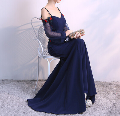 Kalinnu Sexy Illusion Bodice Evening Dress Mermaid Low Back Long Sleeve Prom Party Gown Robe de