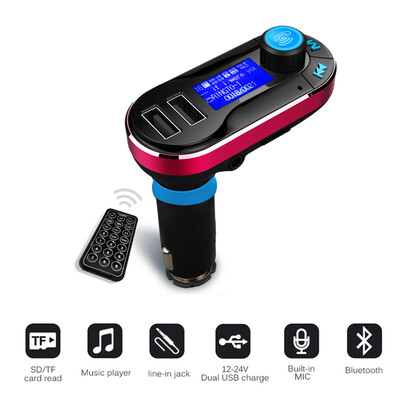 

Bluetooth Car Kit FM Transmitter Handfree Car MP3 Audio Player with Dual USB Car Charger Support USB SD TF Card
