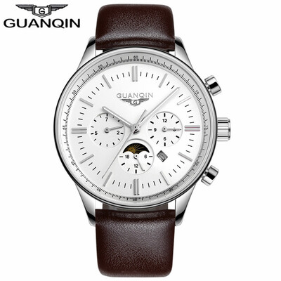 

GUANQIN Watch Mens sports Casual fashion Quartz watches Mens Leather Watch Mens Watch