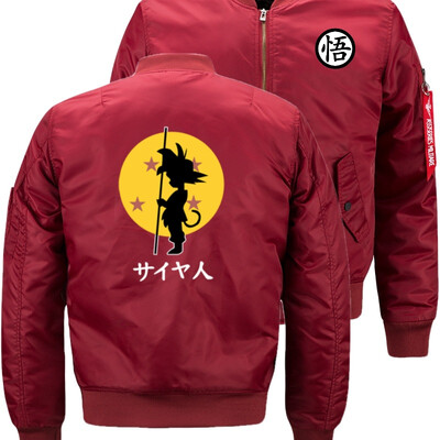 

Dragon Ball Bomber Flight Flying Jacket Winter thicken Warm Zipper Men Jackets Anime Mens Casual Coat
