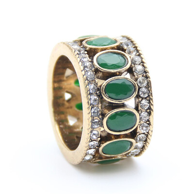 

Vintage Turkish Finger Rings Women Round Oval Resin Crystal Caesar Ring Antique Gold Color Ethnic Men Wedding Jewelry Crown Ring