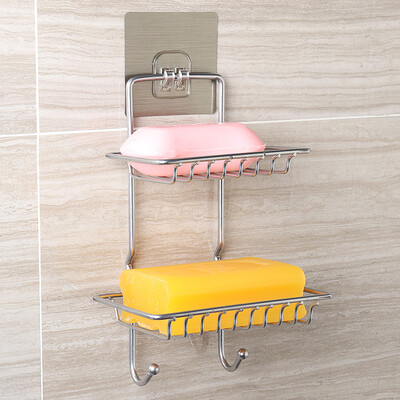 

Bethus free punch creative wall hanging soap rack bathroom strong suction cup soap box bathroom drain soap box double