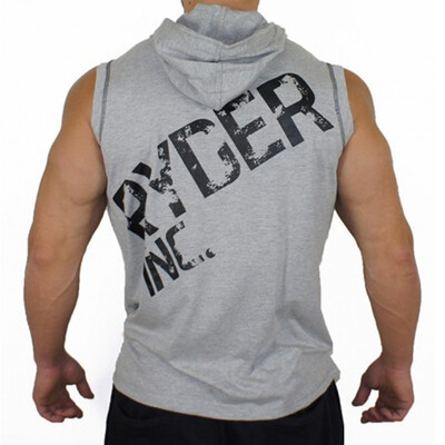 

New men Sleeveless Vest Hoodies Crossfit fitness fashion Casual jacket Hooded Sweatshirts Bodybuilding sportswear clothing