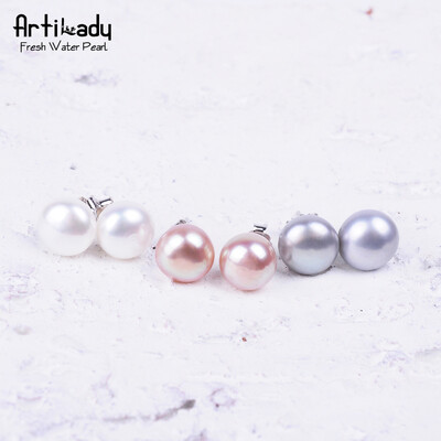 

Artilady Genuine Pearl 925 sterling silver stud Earrings pearl jewelry Natural Freshwater Pearl Earrings For Women Jewelry