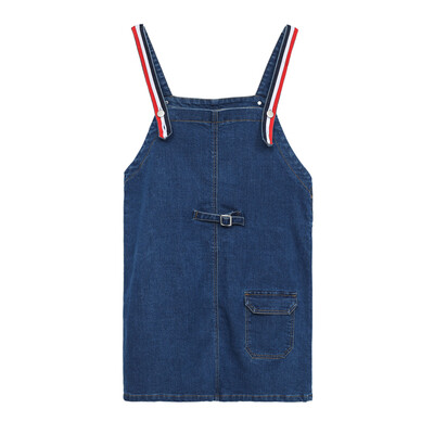 

2018 New Style Womens Plus Size Suspender Skirts Spandex Denim blue Sling Midi Skirt