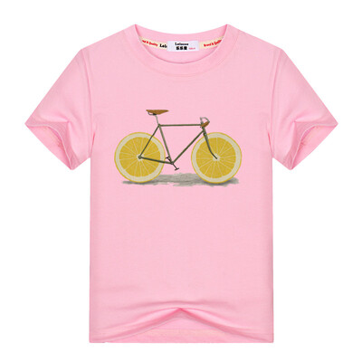 

Summer Funny Fruit Bicycle Print Футболка для девочек Повседневный Хлопок O-образным вырезом Тройники Тетс Детская футболка Одежда