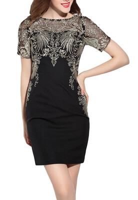 

Bigood Women Ladies Mesh Embroider Lace Bodycon Mini Dress Party Skirt