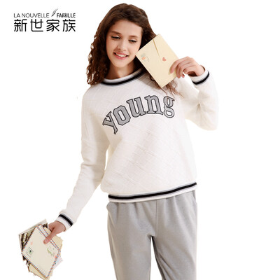 

New World Family Pajamas Womens Spring Long Sleeve Cotton Casual Home Service XB57091 Beibai