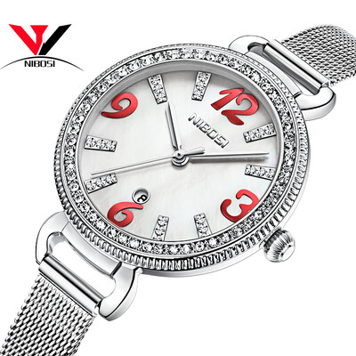 

NIBOSI Women Watches Fashion Lady Watch Luxury Brand Quartz Wristwatch Gold Waterproof Crystal Dress Mesh Strap Relogio Feminino