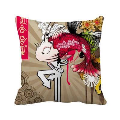 

Japan Carp Waves Pattern Square Throw Pillow Insert Cushion Cover Home Sofa Decor Gift