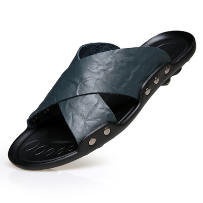 

2018 Summer New Style Fashion Leather Sandals Slip Large Size Sandals&Slippers Beach Shoes