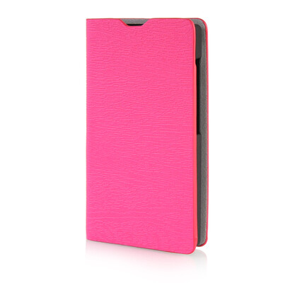 

MOONCASE Leather Side Flip Wallet Card Slot Pouch Stand Shell Back ЧЕХОЛ ДЛЯ Microsoft Lumia 435 Hot pink